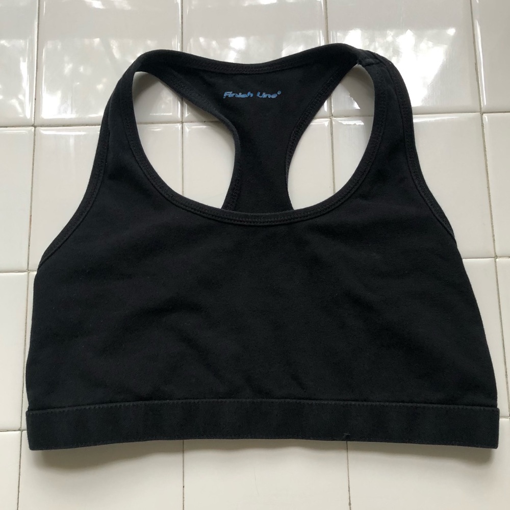 Finish Line Black Racerback Sports Bra Top